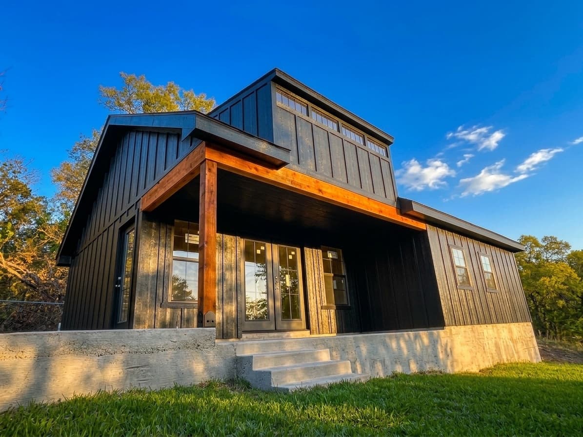 Wide view of a recent Shedfather custom shed build serving San Marcos customers